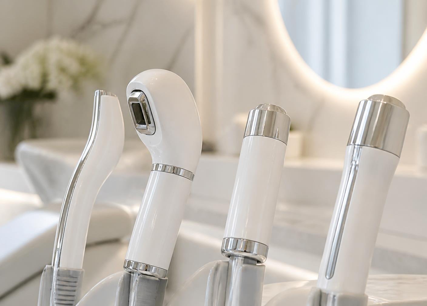 Equipamentos de estética avançada em ambiente claro e elegante
